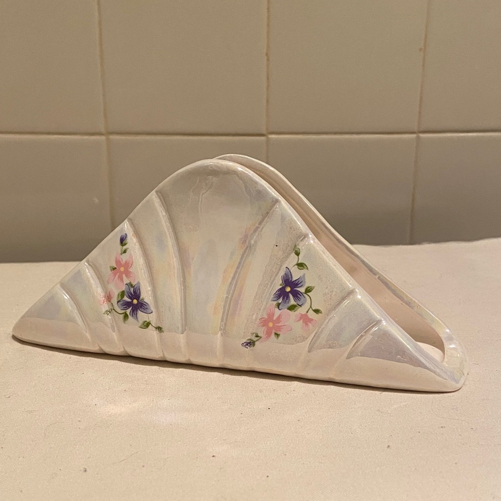 🩷VTG Floral Ceramic Napkin Holder
